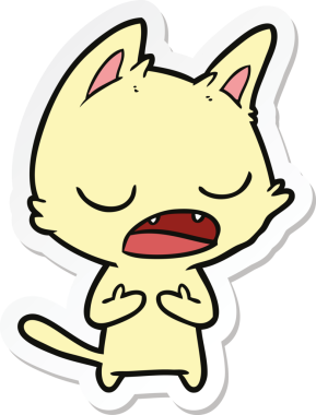 Bir insan tarafından çizilmiş konuşan kedi karikatürü.