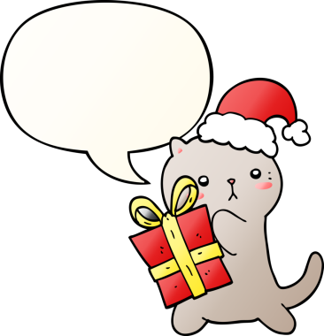 Güzel bir çizgi film kedisi yanında konuşma baloncuğuyla bir insan tarafından çizilmiş hoş bir çizgi film karakteri.