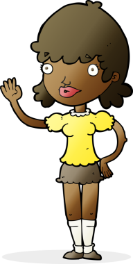 Bir insan tarafından çizilmiş, el sallayan bir kadın.