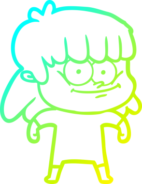 Bir insan tarafından çizilmiş gülümseyen bir karikatür çizimi