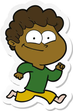 Bir insan tarafından çizilmiş mutlu bir adamın çıkartması.