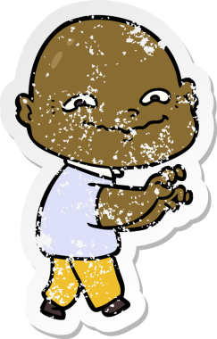 Bir insan tarafından çizilmiş ürkütücü bir çizgi filmin stresli çıkartması.