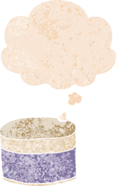 Düşünce baloncuğu ve grunge ile çizgi film tenceresi bir insan tarafından çizilmiş sıkıntılı retro tarzı