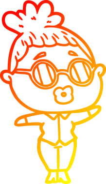 Bir insan tarafından çizilmiş gözlüklü bir karikatür kadın çizimi.