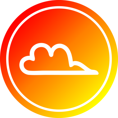 Bir insan tarafından çizilmiş sıcak eğimli hava bulutu dairesel simgesi