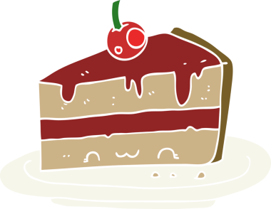 Bir insan tarafından çizilmiş düz renkli çizgi film pastası