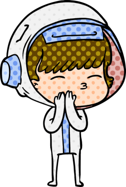 Bir insan tarafından çizilmiş meraklı astronot çizgi filmi.