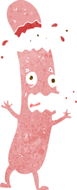 Bir insan tarafından çizilmiş az pişmiş sosis çizgi filmi.