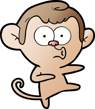 Bir insan tarafından çizilmiş çizgi film maymunu