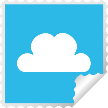 Bir insan tarafından çizilmiş bir kar bulutunun kare soyulmuş çıkartması.