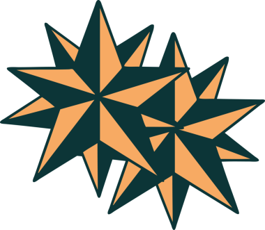 Bir insan tarafından çizilmiş yıldızların ikonik dövme şekli