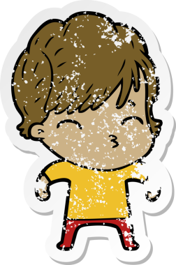 Bir insan tarafından çizilmiş bir karikatür kadının sıkıntılı çıkartması.