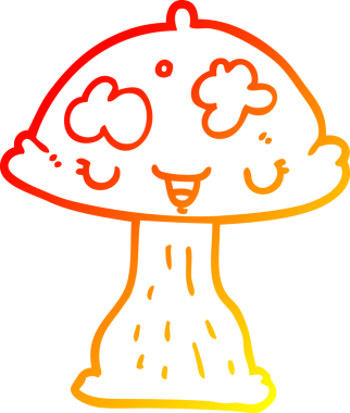 Bir insan tarafından çizilmiş bir mantarın sıcak çizgi çizimi