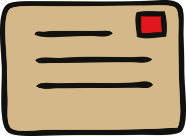 Bir insan tarafından çizilmiş kağıt bir zarfın sevimli karikatürü