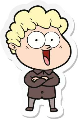 Bir insan tarafından çizilmiş mutlu bir adamın çıkartması.