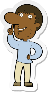 Bir insan tarafından çizilmiş fikri olan bir karikatürcünün çıkartması.