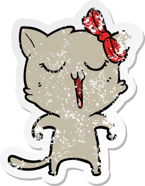 Bir insan tarafından çizilmiş karikatür bir kedinin sıkıntılı çıkartması.