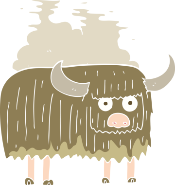 Bir insan tarafından çizilmiş kokulu ineğin düz renk çizimi