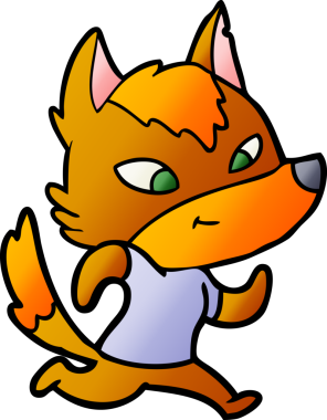 Bir insan tarafından çizilmiş tilki çizgi film karakteri