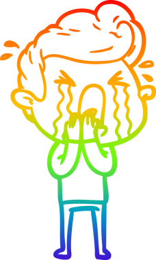 Bir insan tarafından çizilmiş ağlayan bir adamın çizdiği gökkuşağı gradyan çizgisi.