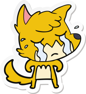 Bir insan tarafından çizilmiş ağlayan tilki çizgi filminin çıkartması.