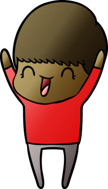 Bir insan tarafından çizilmiş mutlu çizgi film çocuğu.