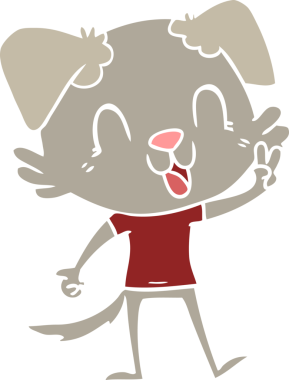 Bir insan tarafından çizilmiş düz renkli çizgi film köpeği.