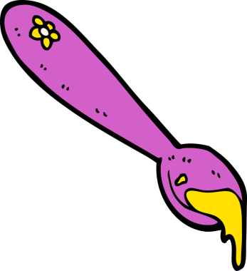 Bir insan tarafından çizilmiş bir kaşık.