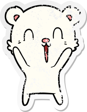 Bir insan tarafından çizilmiş mutlu bir kutup ayısının sıkıntılı çıkartması.