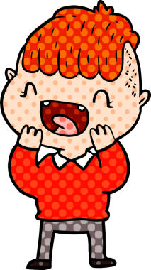 Bir insan tarafından çizilmiş mutlu çocuk çizgi filmi.