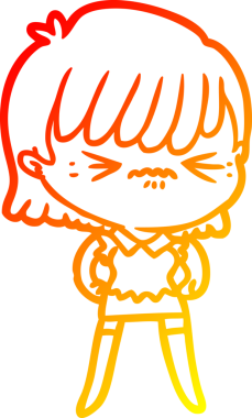 Bir insan tarafından çizilmiş kızgın bir çizgi film kızı çizimi.