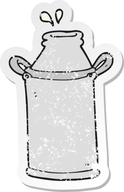 Bir insan tarafından çizilmiş süt fıçısının gerilmiş yapıştırması.