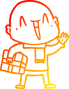 Bir insan tarafından çizilmiş mutlu, kel bir adamın sıcak çizgi çizimi.