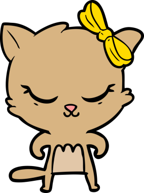 Bir insan tarafından çizilmiş sevimli çizgi film kedisi.