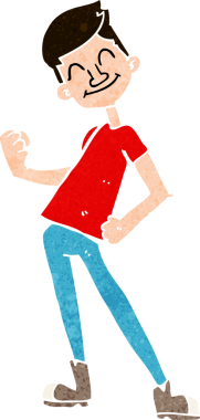 Bir insan tarafından çizilmiş bir adamı kutlayan çizgi film.