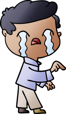 Bir insan tarafından çizilmiş ağlayan çizgi film adamı.