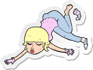 Bir insan tarafından çizilmiş bir karikatür kadının çıkartması.