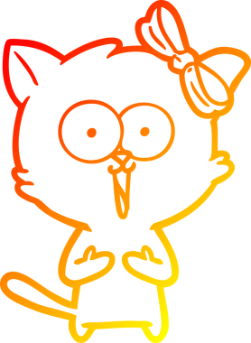 Bir insan tarafından çizilmiş çizgi film kedisinin sıcak çizgi çizimi