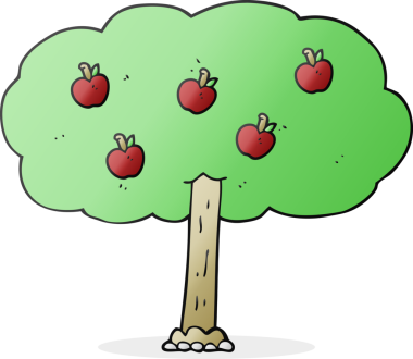 Bir insan tarafından çizilmiş serbest çizim elma ağacı.