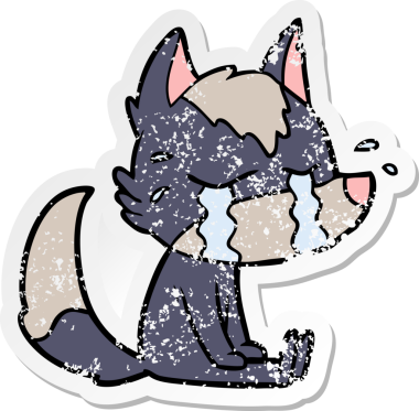 Bir insan tarafından çizilmiş ağlayan bir karikatür çıkartması.