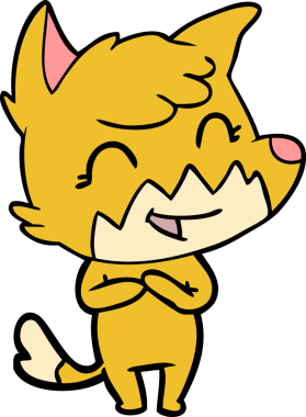 Bir insan tarafından çizilmiş mutlu çizgi film tilkisi.