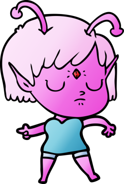 Bir insan tarafından çizilmiş uzaylı kız.