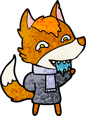 Bir insan tarafından çizilmiş tilki çizgi film karakteri