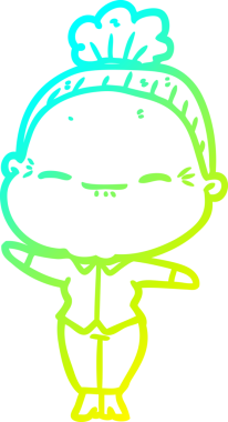 Bir insan tarafından çizilmiş barışçıl, yaşlı bir kadının soğuk çizgi çizimi.