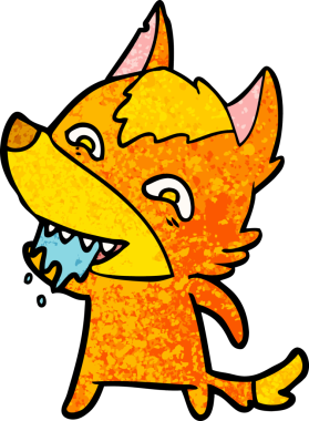 Bir insan tarafından çizilmiş tilki çizgi film karakteri