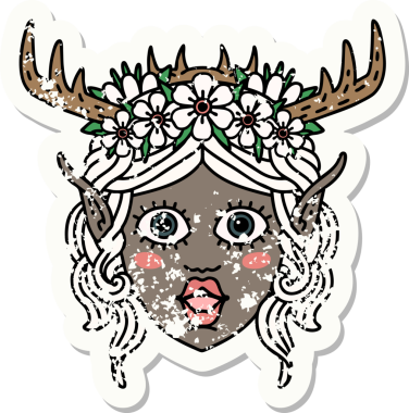 Retro Dövme Tarzı Elf Karakter Yüzü Bir İnsan Tarafından Çizildi