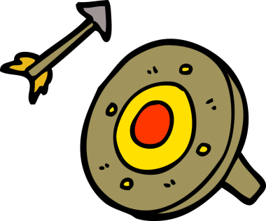 çizgi film karalama kalkanı ve bir insan tarafından çizilmiş ok
