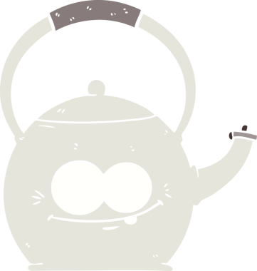 Bir insan tarafından çizilmiş düz renk çizgi film çaydanlığı