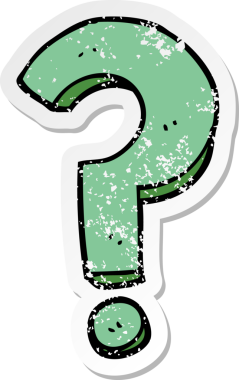 Bir insan tarafından çizilmiş bir karikatür soru işaretinin sıkıntılı çıkartması