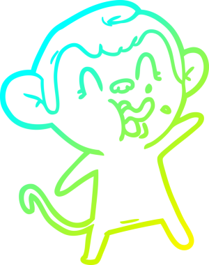 Bir insan tarafından çizilmiş çılgın bir çizgi film maymunu çizimi